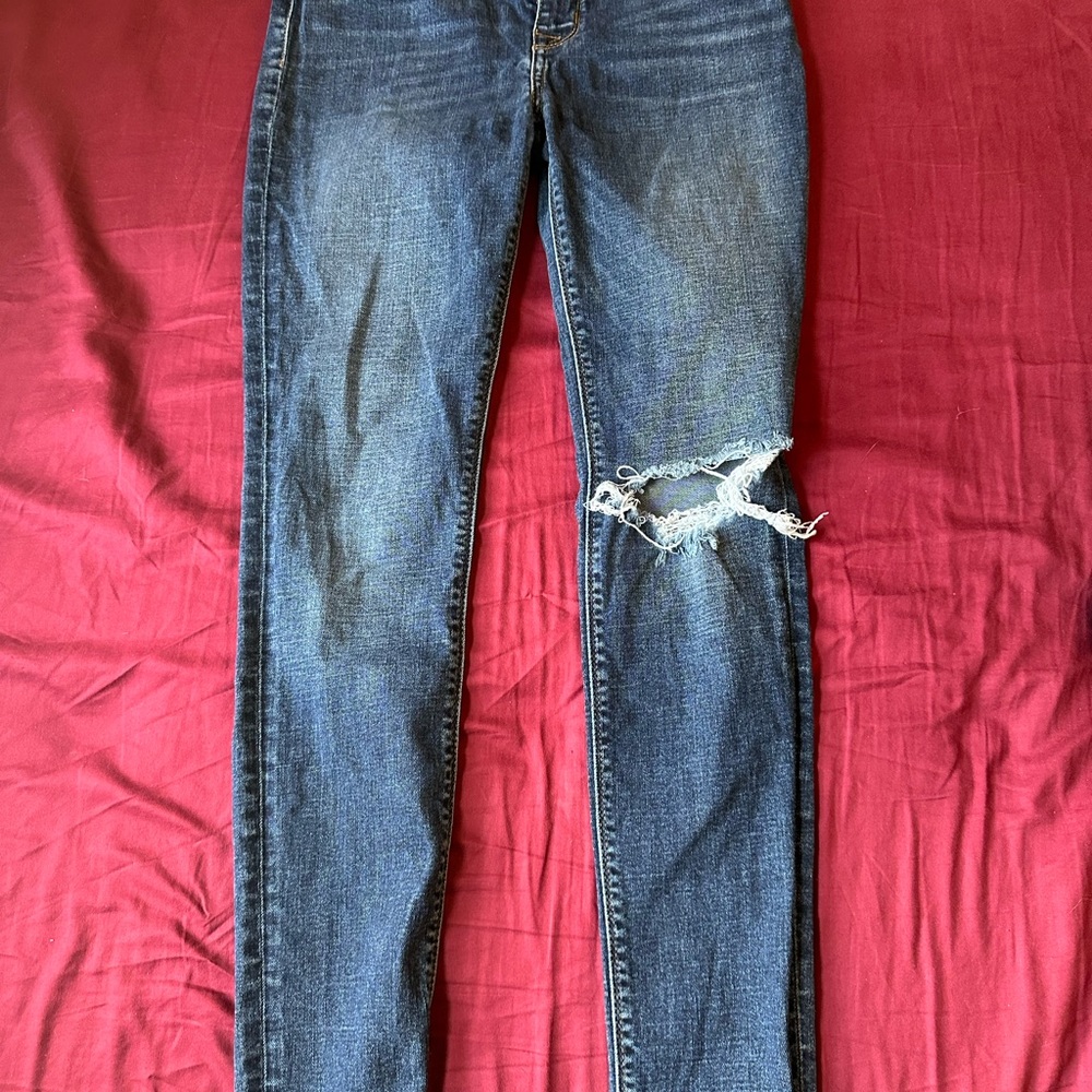 Hudson Jeans Women's Ripped Dark Blue Natalie midrise super Skinny Jeans